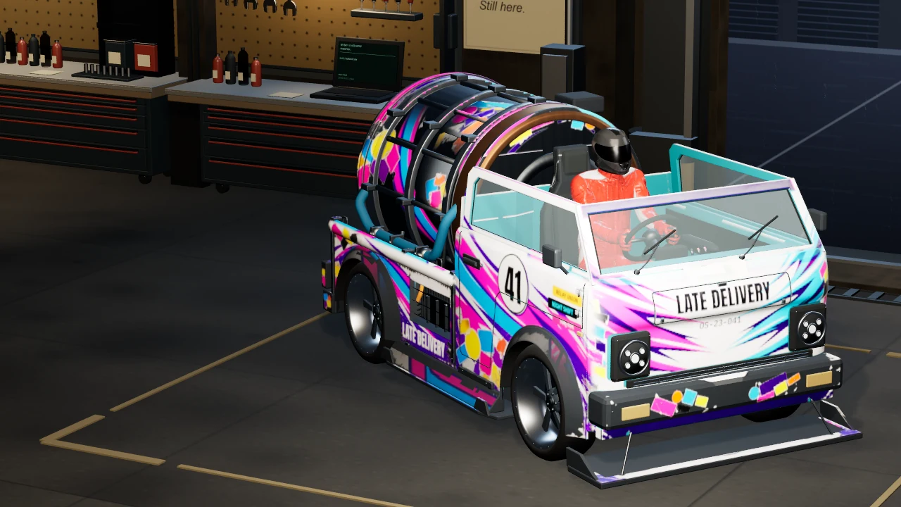 The Late Delivery kei truck in the garage